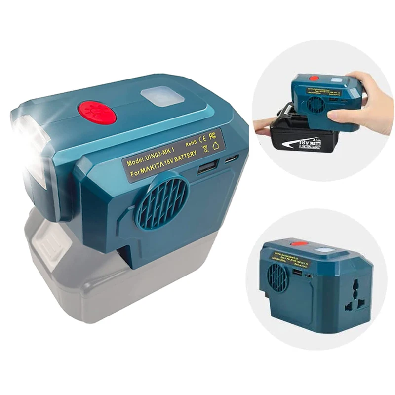 URUN For Makita Power Inverter,for Makita 150W Portable Power Supply  Inverter For Makita 18 Volt Lithium Battery,for Makita USB Charger  Adapter,with AC Outlet And Dual USB+200LM LED Light on Galleon Philippines