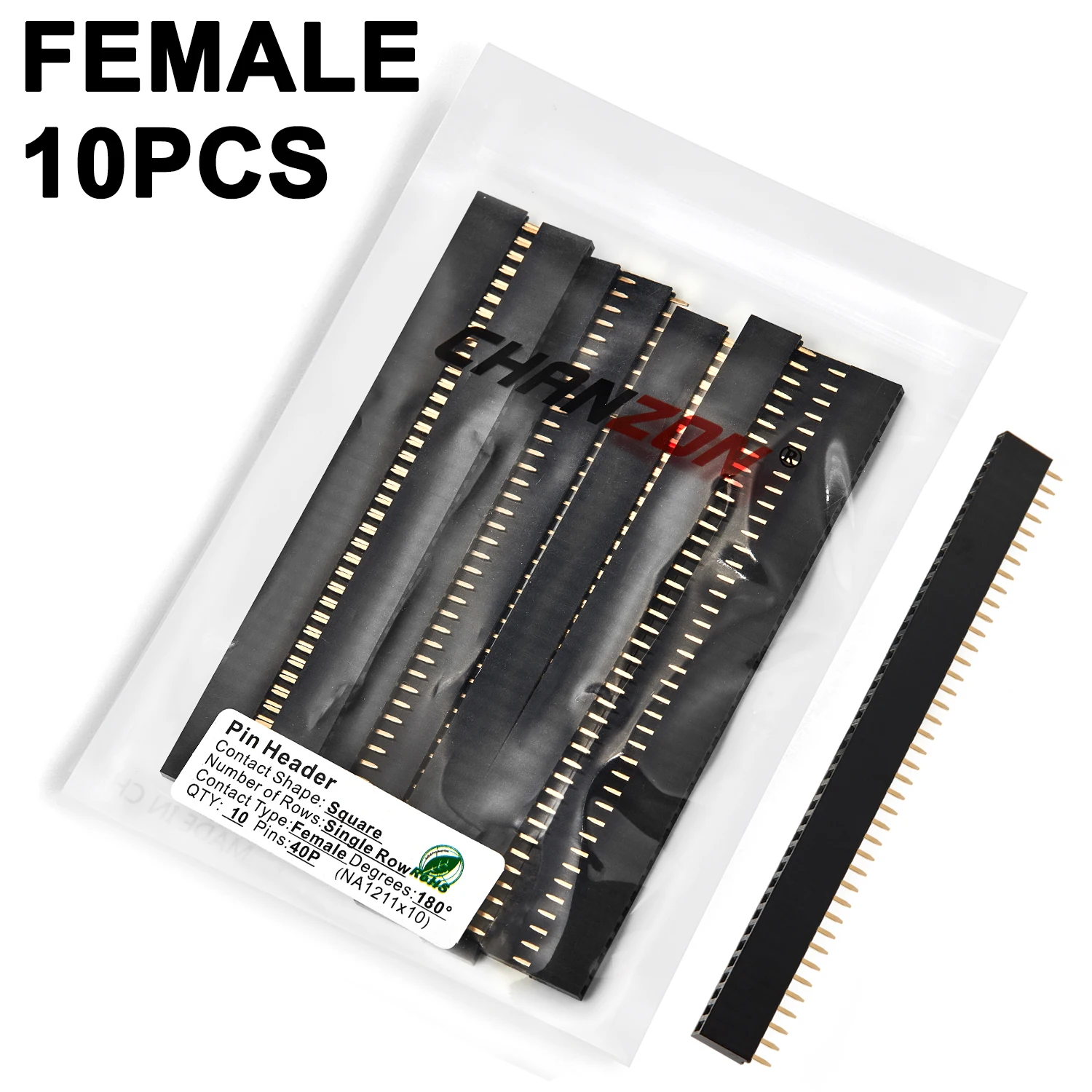 thumbnail image 2 of 10pcs 40-Pin Female Round Pin Header Socket Strips – Tin PCB Breakable Connectors For DIY Electronics 2 of 12