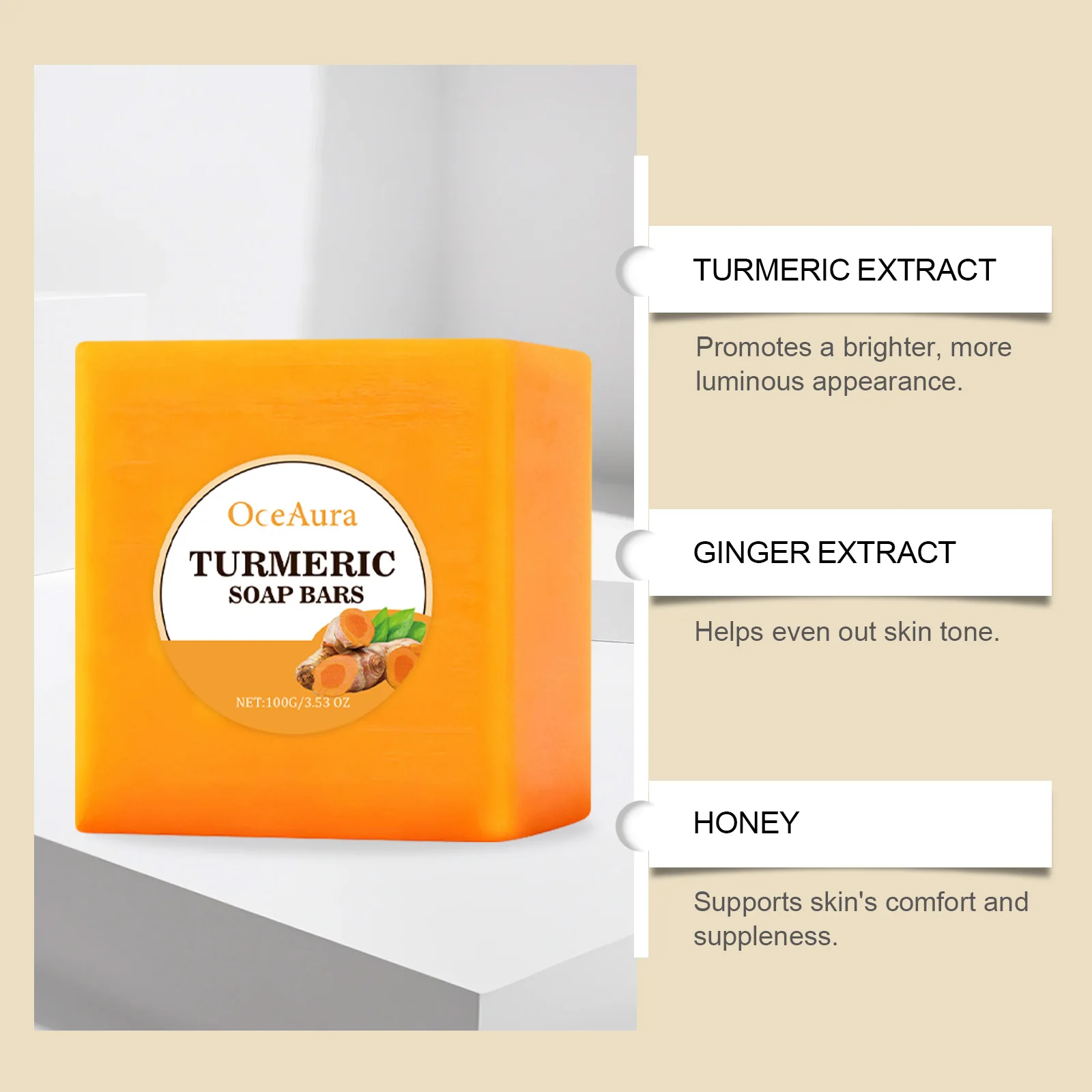 Turmeric Skin-Purifying & Nourishing Soap - A Mild Body Soap for Daily Bathing, Gentle Cleansing, Skin Softening & Moisturizing