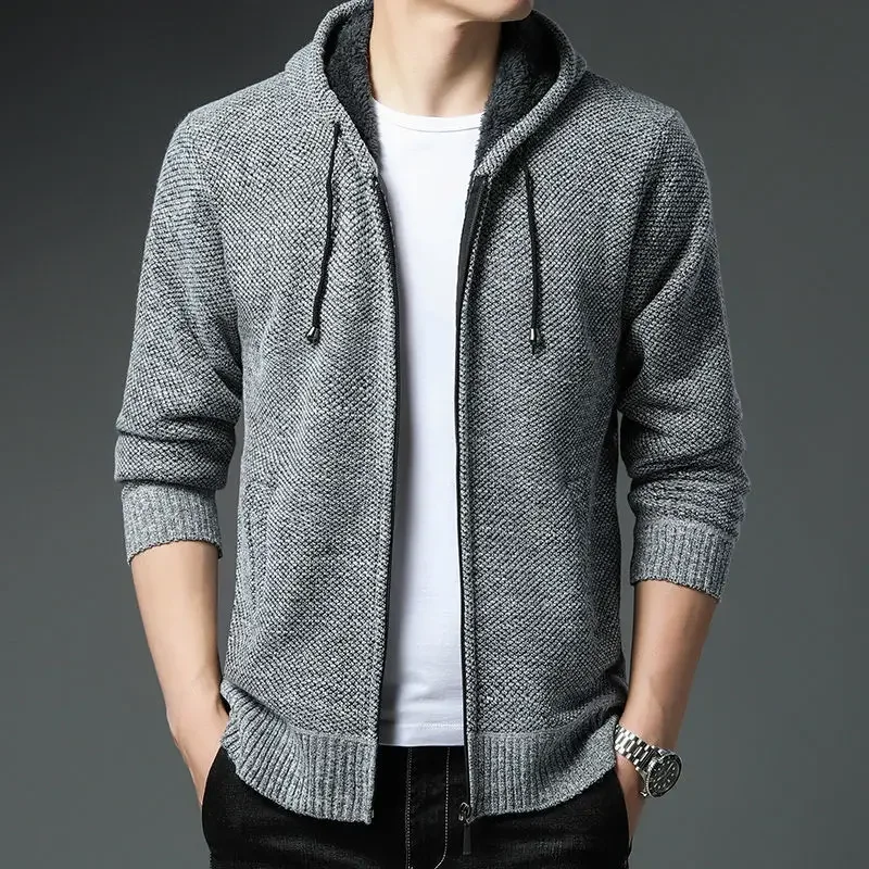 thumbnail image 1 of Cárdigan de punto con bolsillos para hombre, abrigos de manga larga, ropa popular coreana, suéter para hombre, corte holgado, ropa de calle original informal, 1 of 5