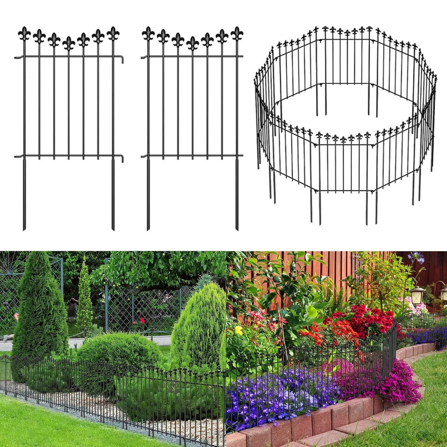 10ft Decorative Garden Fence Animal Barrier Panels Rustproof for Yard Dog Border