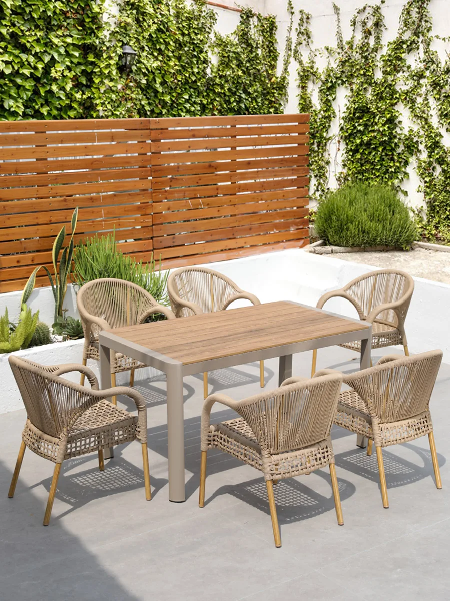 

Outdoor tables and chairs rattan courtyard balcony leisure garden terrace coffee table rattan chair Southeast Asia
