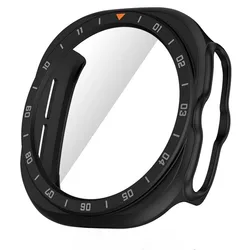 Premium Tempered Glass + PC Protective Case for Smartwatch - Ultra Durable Bumper Cover (Black gray)