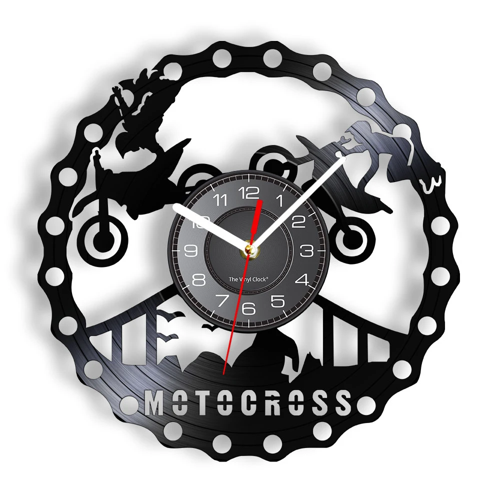 Motocross Racing Brappp Decor Modern Wall Clock Dirtbike Trick Riding