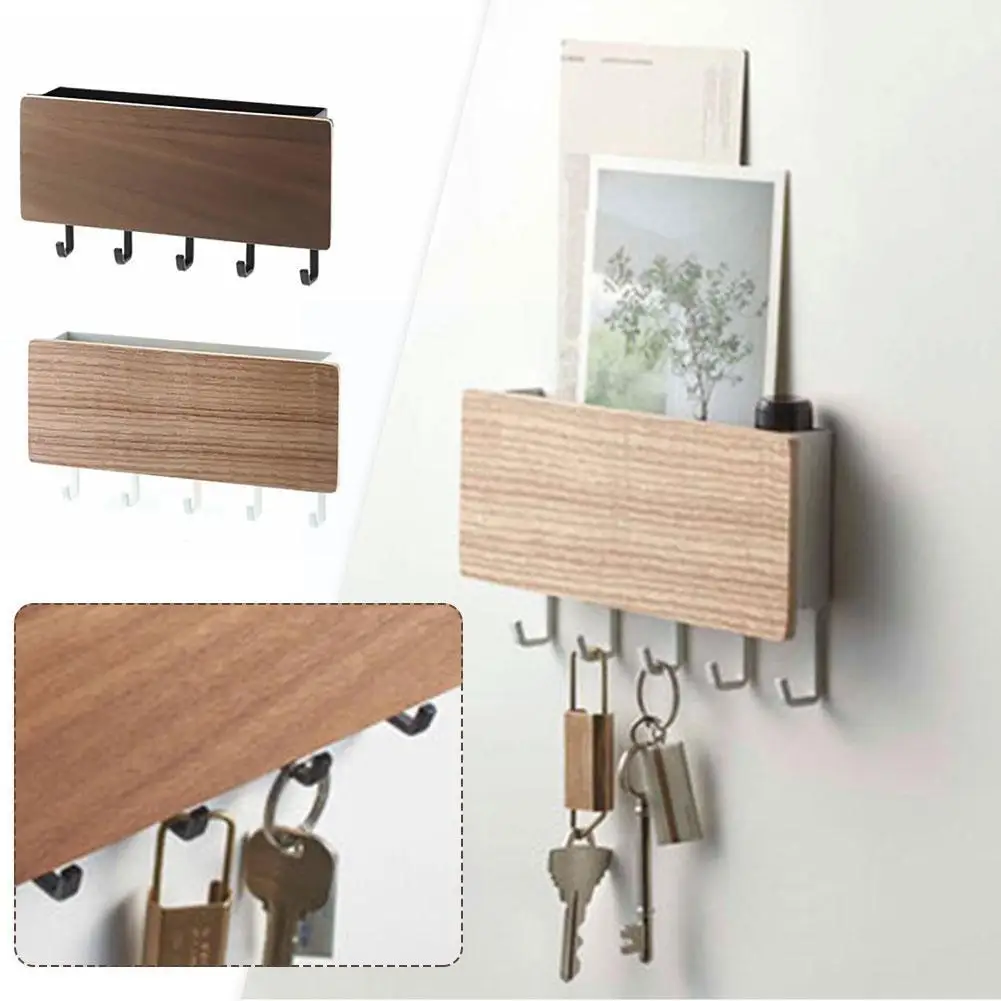 

Wall Hanging Bamboo Key Hanger Holder Wall Organizer Key Rectangle Hooks Hooks Decoration Home Coat Coat Rack Hanger D6B2