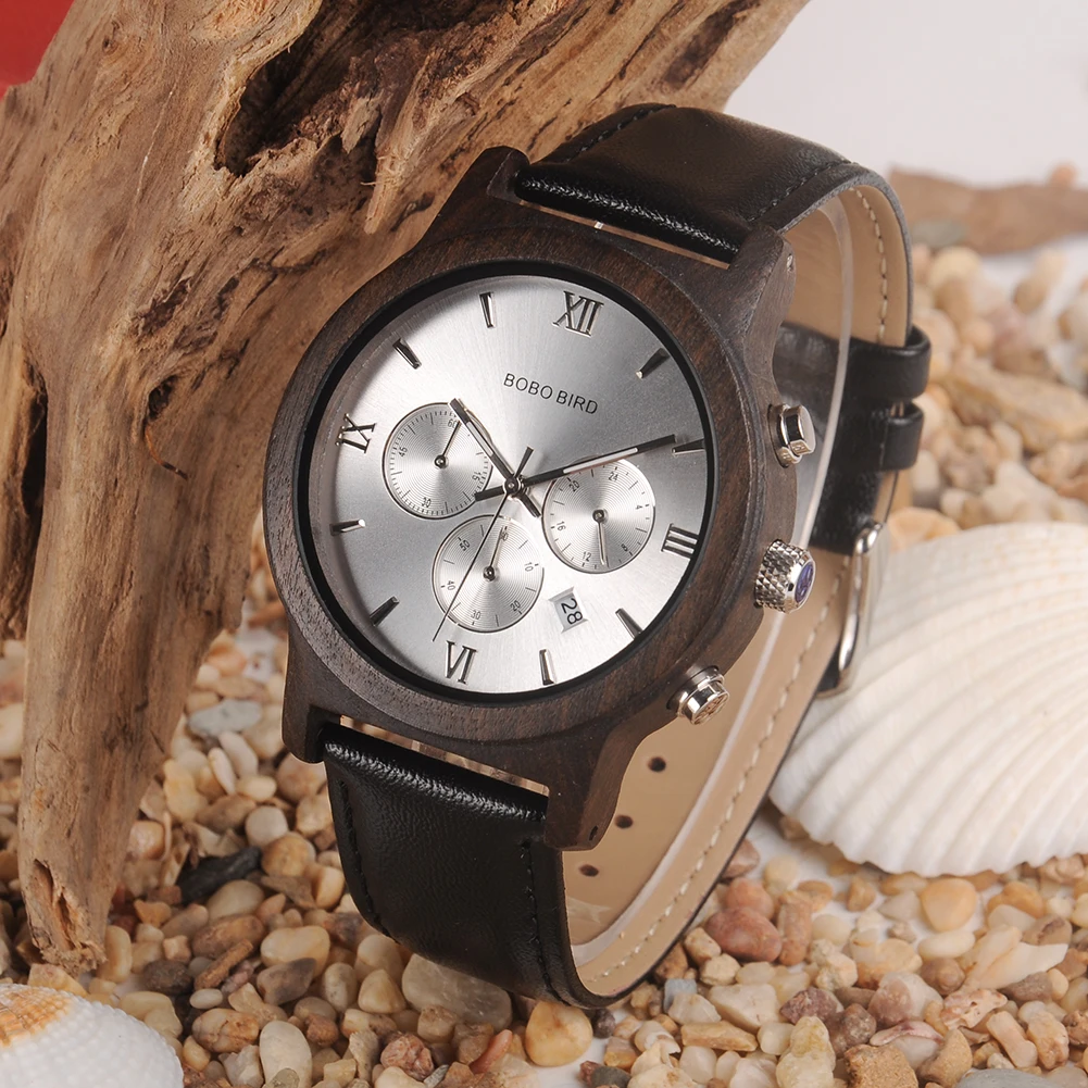 BOBO BIRD Men's Watch Fashion & Casual Quartz Watches With 3 Sub Dials Chronograph Support OEM Customized Dropshipping