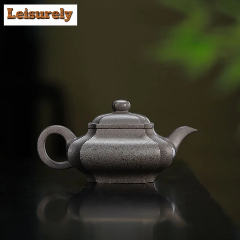140ml High-end Yixing Purple Clay Teapot Famous Master Handmade Pot Raw Ore Steel Grey Section Mud Tea Maker Kettle Zisha Teaset