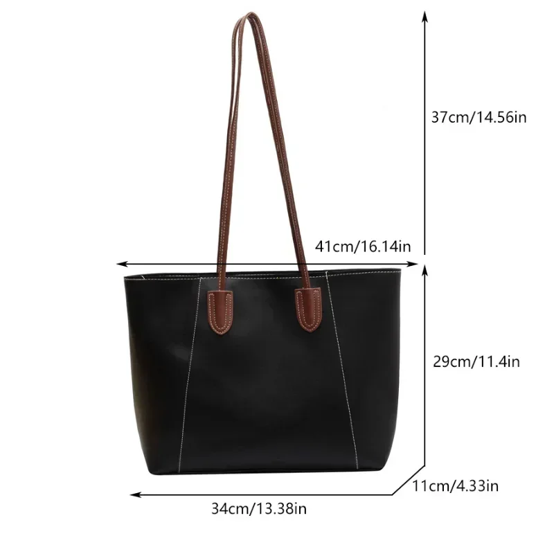 Hot Selling Light Luxury Sewing Thread Pu Zipper Women's Handbag 2026 New Fashionable Women's Commuting Shoulder Bag Tote Bag