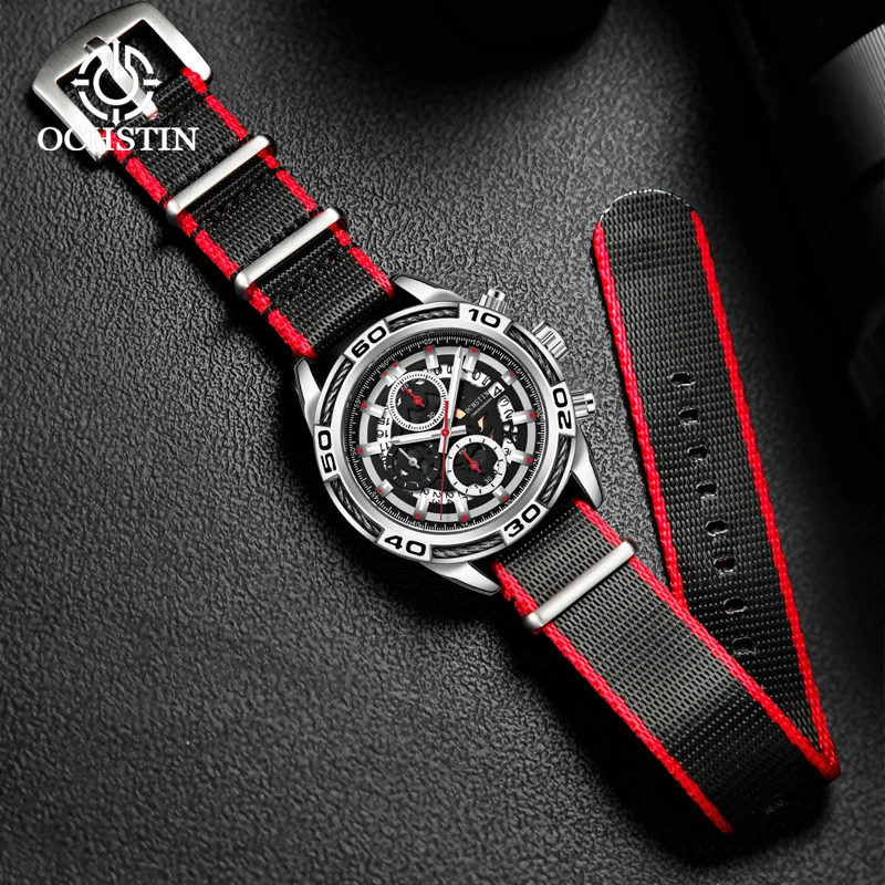 OCHSTIN Creative Nylon Series Multifunctional Quartz Movement Hot Model 2024 Casual Fashion Men's Quartz Watch Wristwatch