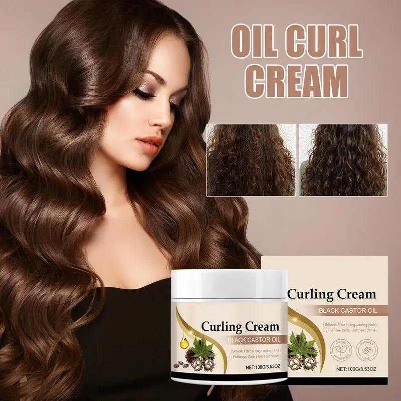 Oil Curl Cream 100g Non-Greasy Moisturizing Hair Cream Long Lasting Smoothing Anti-Frizz Lotion Defines & Enhances Curls & Waves