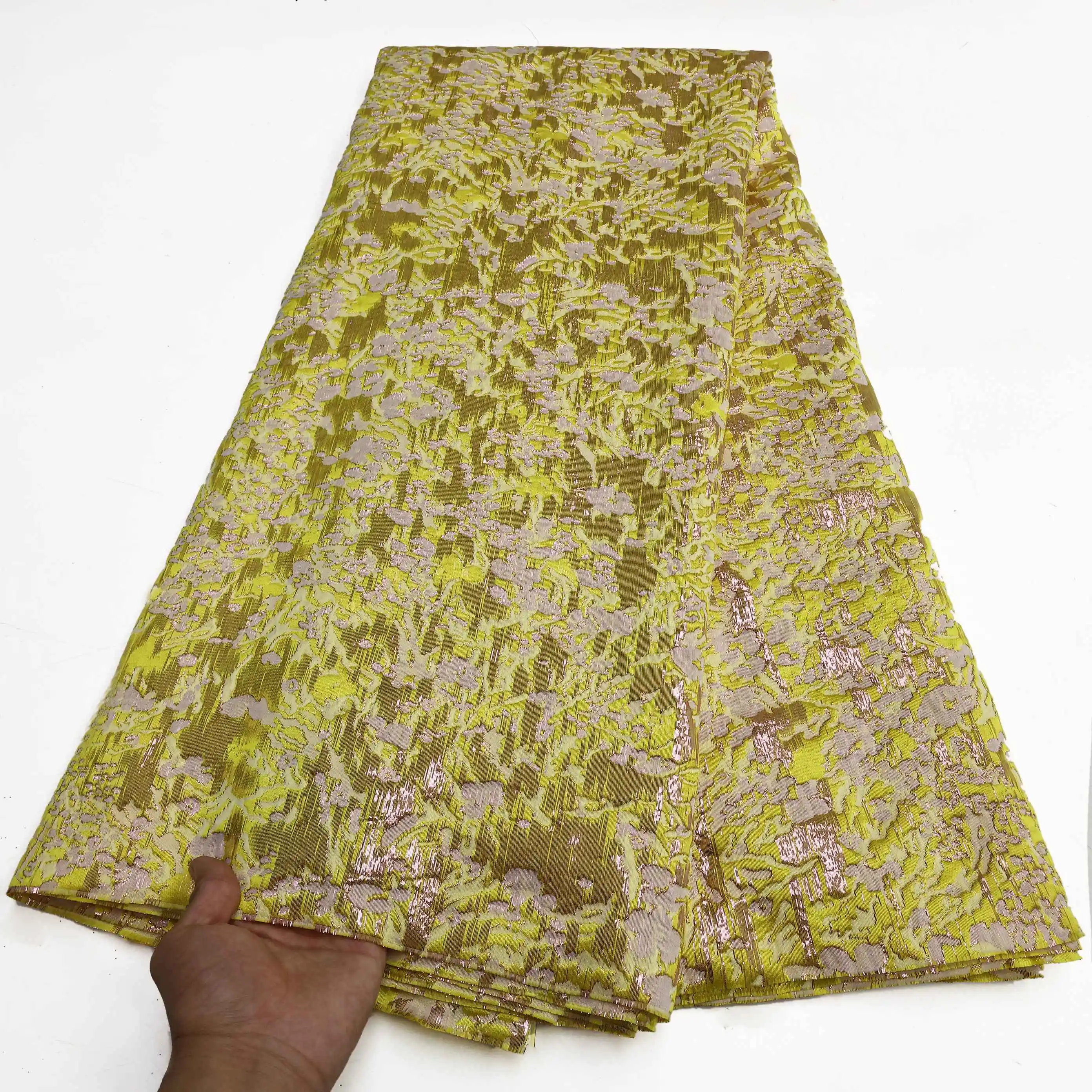 

Novetly Green African Nigerian Jacquard Fabric 5yards French Swiss High Quality Party Fabric Satin Damask Brocade Lace Fabric
