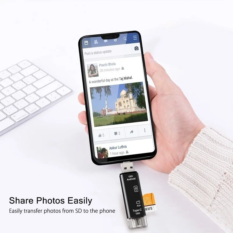 5 in 1 다기능 USB 2.0 타입 C/USB/마이크로 USB/TF/SD 메모리 카드 리더 OTG USB 리더 카드 어댑터 노트북 액세서리