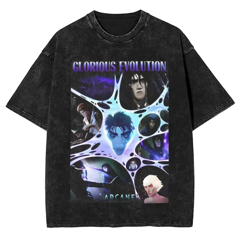 أنيمي غامض Jinx And Vi الجرافيك التي شيرت الرجال ا...