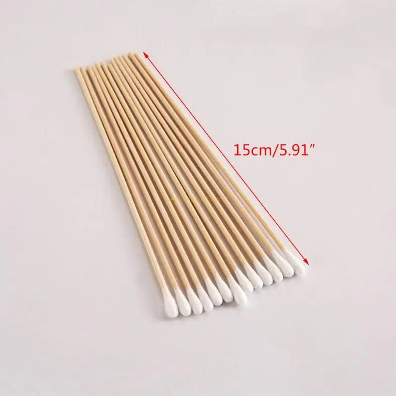 100/200Pcs Swabs 6'' Long Wood Handle Sturdy Cotton Applicator Swab Q-tip Drop Shipping 5
