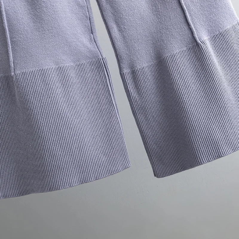 Conjuntos casuales sueltos de dos piezas para mujer, suéter de punto de gran tamaño y pantalones acampanados, conjuntos de chándal de punto para mujer, conjuntos de suéter