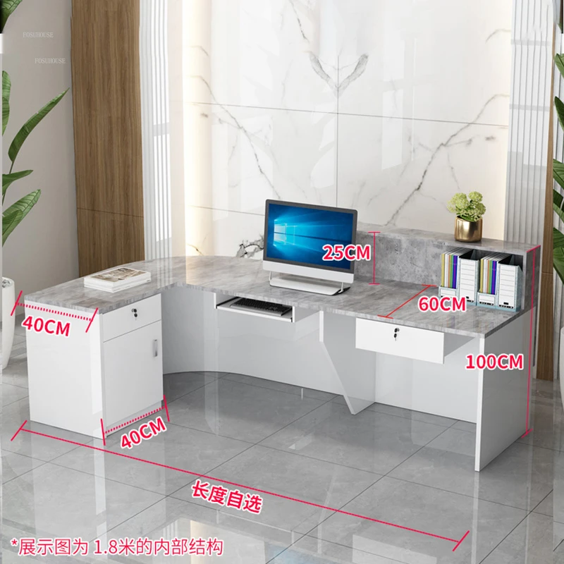 Bar Cashier Company Front Desk Reception Desks Simple Modern Arc Corner Counter Desk Clothing Store Commercial Counter Tables