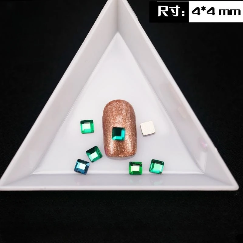 500 stücke 4mm 18 Farben quadratische Form Boutique flachen Boden Nail Art Strass Glas Kristall 3D Nagel dekoration Großhandel – Detail 2