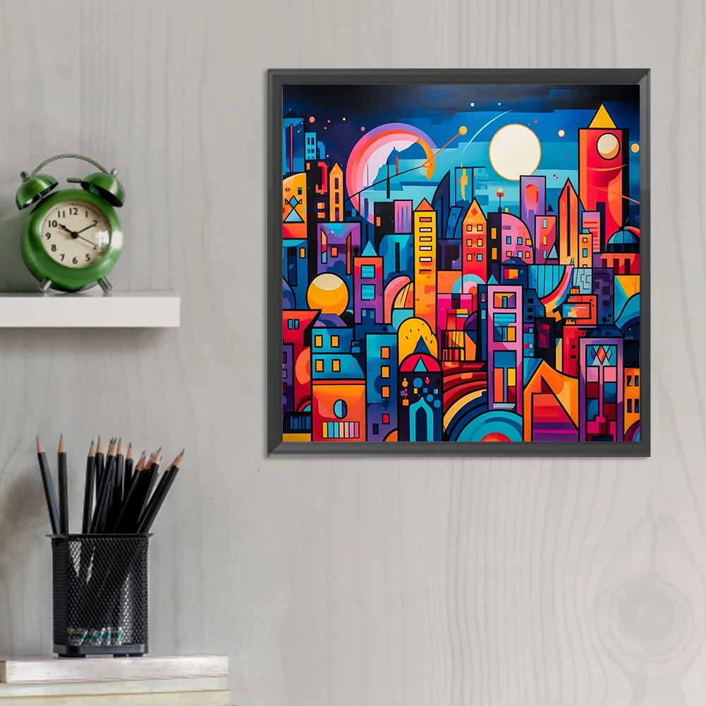 5D DIY Full Round Drill Diamond Painting Colorful House Home Decor Art Craft