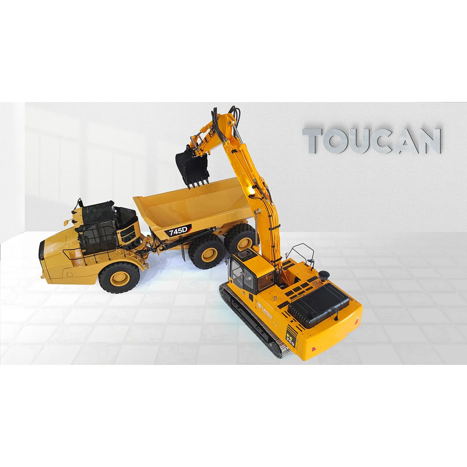 

1/14 LESU PC360 RC Hydraulic Excavator RTR Model And 1/14 RC Metal Hydraulic Articulated Trucks DIM K745 Engineering Car Vehicle