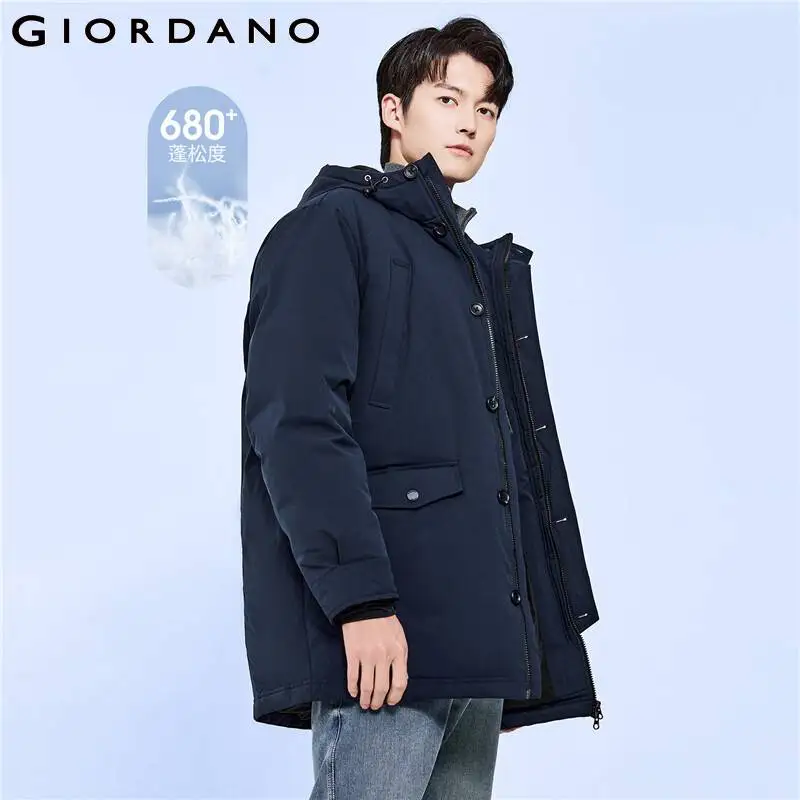 

Giordano Men Duck Down Multi-pocket Mid-Length Hooded Jacket 01072713