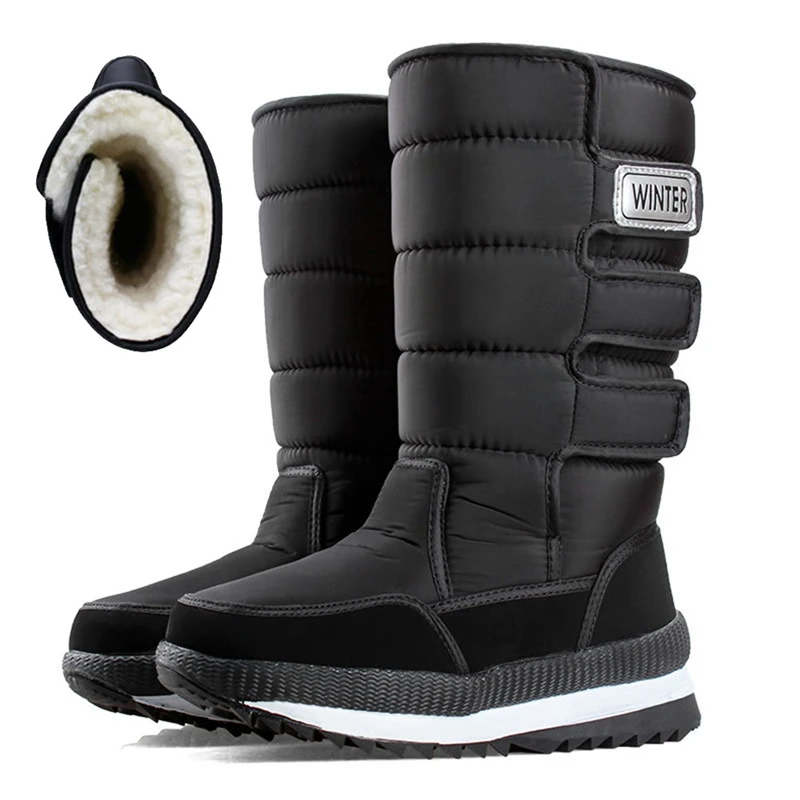 Bottes neige chaudes homme femme - Chaussures pêche chasse doublure polaire antidérapantes imperméables