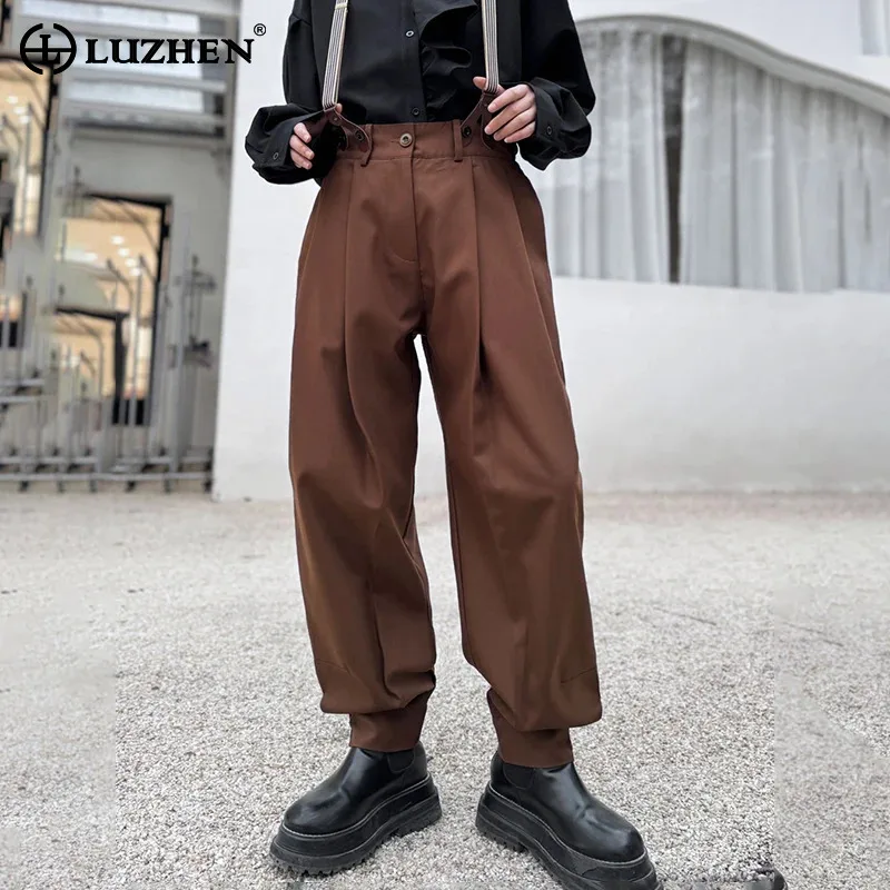 

LUZHEN 2024 Spring Fold Design Harlan Pants Men's Trendy Street Original Elegant Handsome New Loose Solid Color Trousers LZ1626