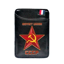 

Retro Soviet Union CCCP Printing Leather Card Wallet Classic Men Women Money Clips Card Purse Cash Holder
