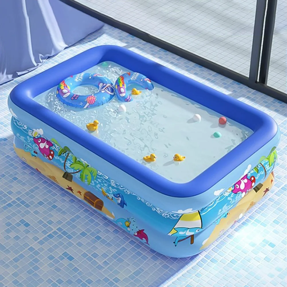 Framed Swimming Pool Cartoon Pattern Thickening Swimming Pool Water Play Pool for Summer Outdoor Indoor
