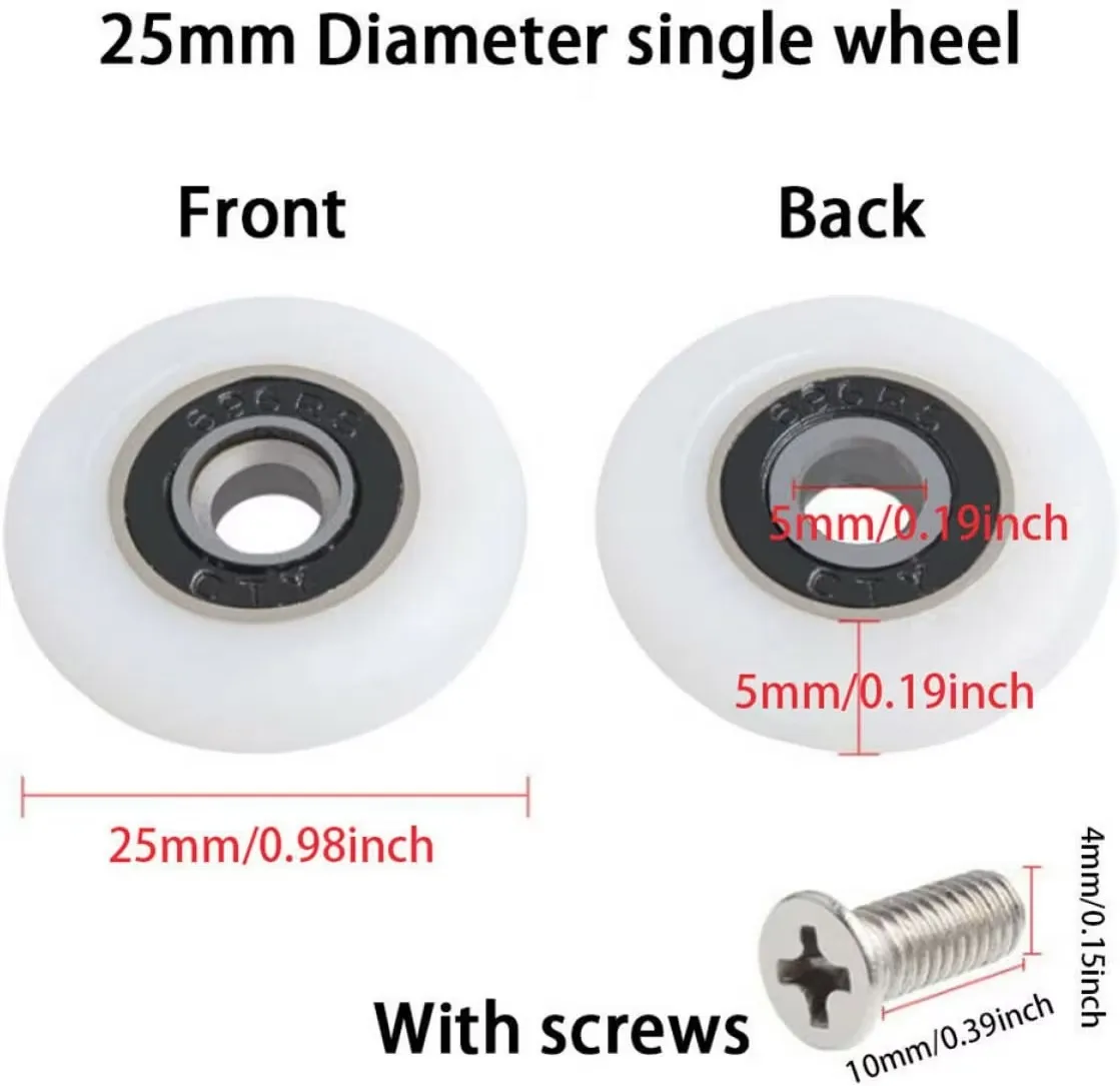 8pcs Shower Door Rollers /Runners/Wheels 19mm Wheel Diameter Replacement Part(19mm-27mm)