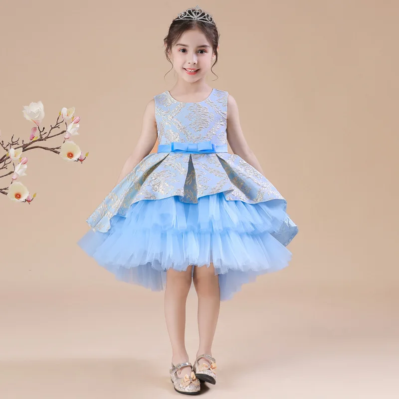 

Baby Girls Princess Dress Fashion Jacquard Fluffy Tulle Dress Children Performance Dress Birthday Party Evening Ball Gown y141