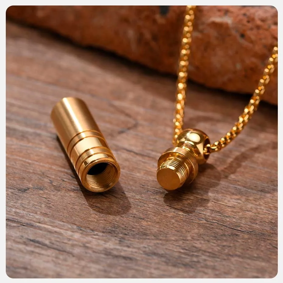 Vnox Herren Urnen-Anhänger-Halskette für Asche, Aschefläschchen-Zylinder aus Edelstahl, Parfümhalter-Halsband, Andenken-Geschenke – Detail 11