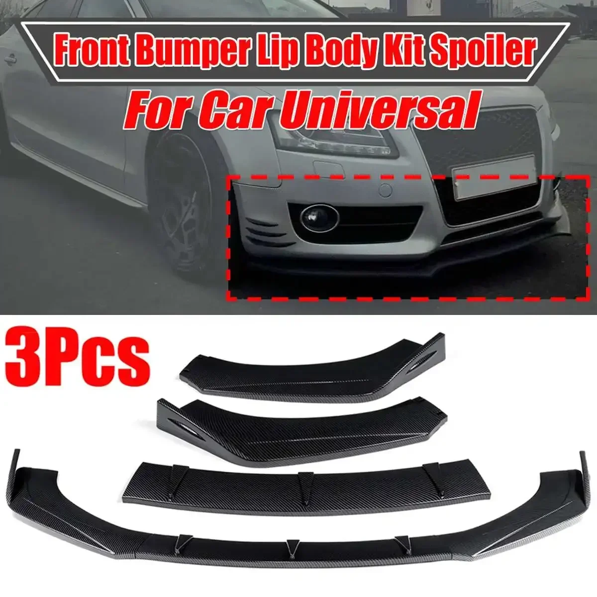 

New Universal Car Front Bumper Splitter Lip Spoiler Diffuser For Audi A5 Sline S5 RS5 09-16 For BMW For Benz For Mazad Body Kit