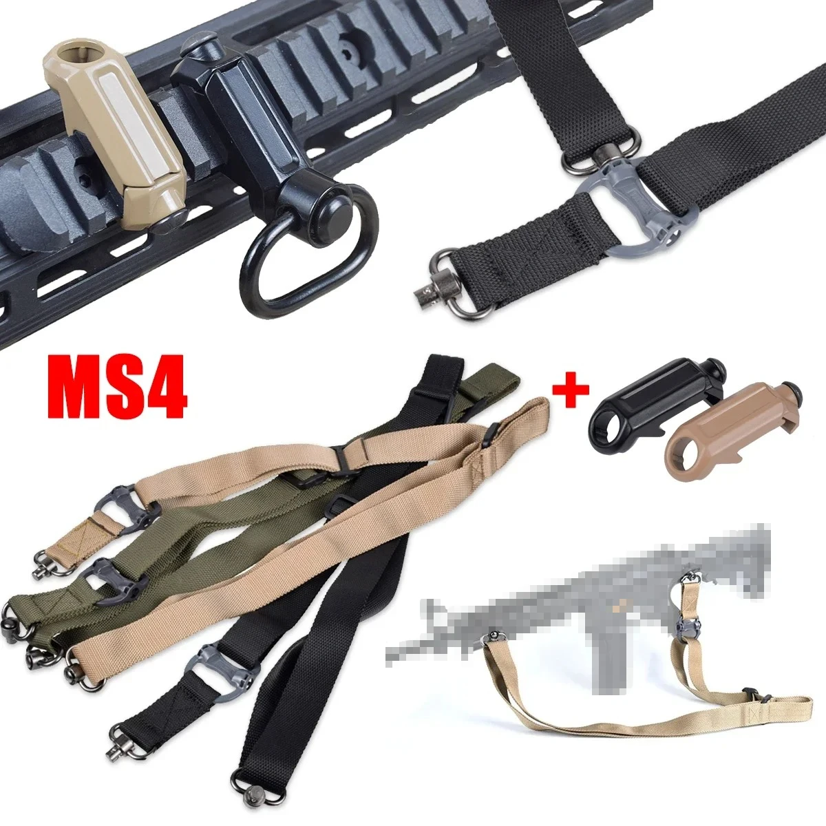 Enhanced Tactical Adjustable Rifle Sling with QD Metal Strap Swivel, Durable Nylon - 2-Point Multi-Mission Release