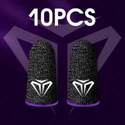 10 - Pack Sweatproof Anti - Slip Gaming Finger Sleeves - Breathable Touch Screen Covers (Purple)