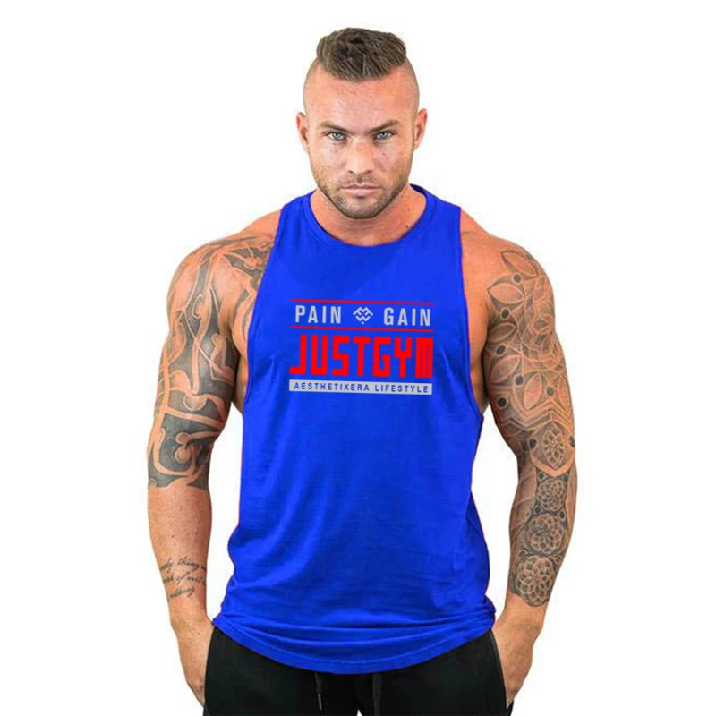 

Summer New Arrival Cotton Loose Printed Bodybuilding and Fitness Workout Breathable Casual Tank Top Large Size Homme