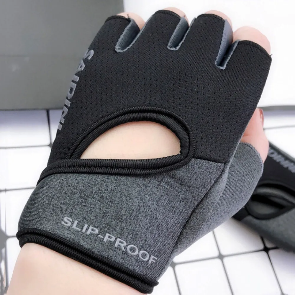 1 pair Fingerless Fitness Sport Gloves Anti-Skid Breathable Dumbbells Breathable Gloves High Elasticity Protective