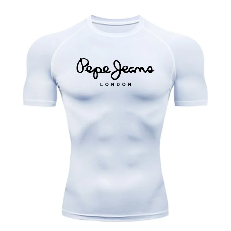 T-shirt sportiva da uomo T-shirt sportiva a maniche corte ad asciugatura rapida Top da palestra Fitness Camicia aderente da allenamento T-shirt da corsa da uomo - immagine 4