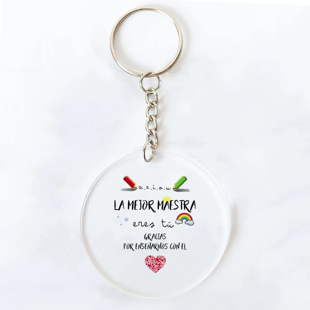 Bester Schlüsselanhänger mit spanischem Aufdruck der Welt, Geschenk zum Lehrertag, Schlüsselanhänger aus Acryl, Abschlussfeier, beste Geschenke für Lehrer – Detail 11