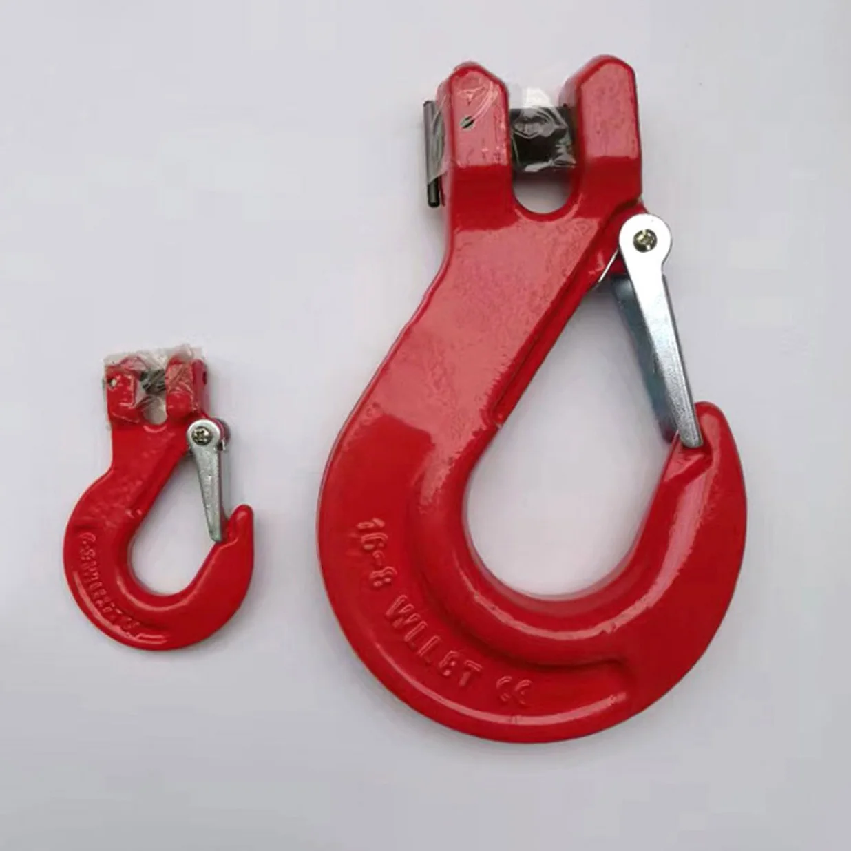 2PCS 12.5Ton Hardware Forged Alloy Steel Crane Hook Painted G80 Sheep Horn Hook With Iatch Industrial Grade Forged Boat Hardware