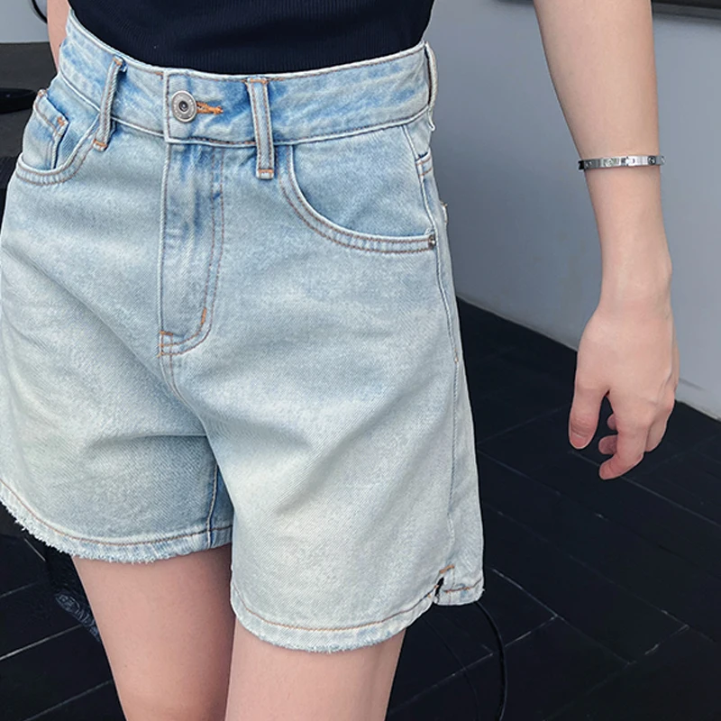 Blue Women's Denim Shorts Summer High Waist Casual Chic Loose Jean Short Baggy Fashion Vintage Streetwear Wide Leg Shorts Femme
