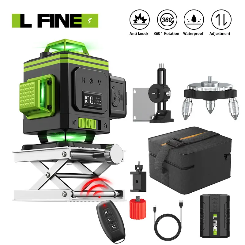 LFINE 360 Laser Level Solution: Self-Leveling Laser Level , 4D 16 Lines Nivel  Laser, Construction Tools