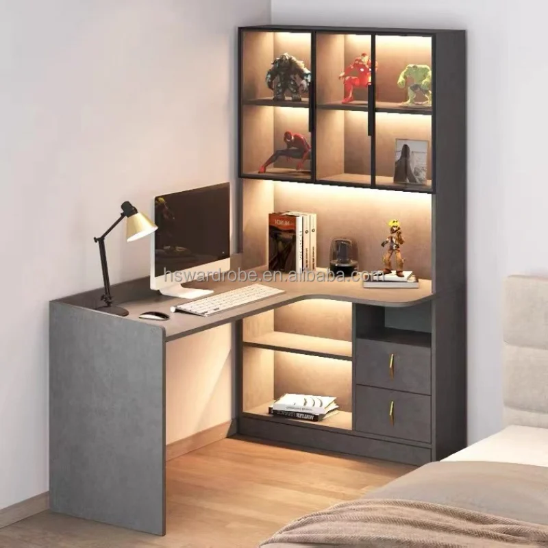 

custom，Factory Price Modern Bookcase With Glass Door Bookshelf Wood