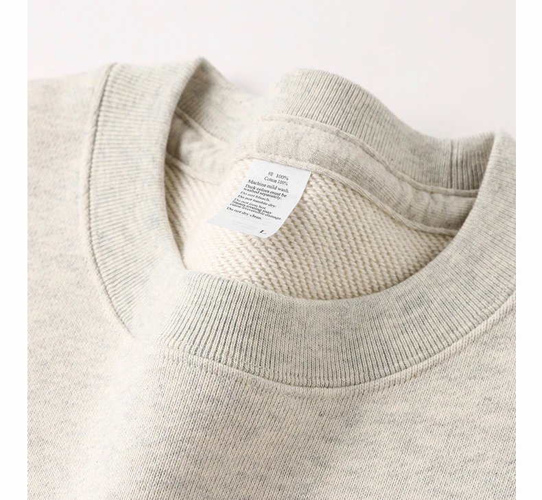 High Quality Oat Gray 520G Heavy Terry Cloth Crew Neck Sweater Men's Simple Loose Top Women sweatshirts