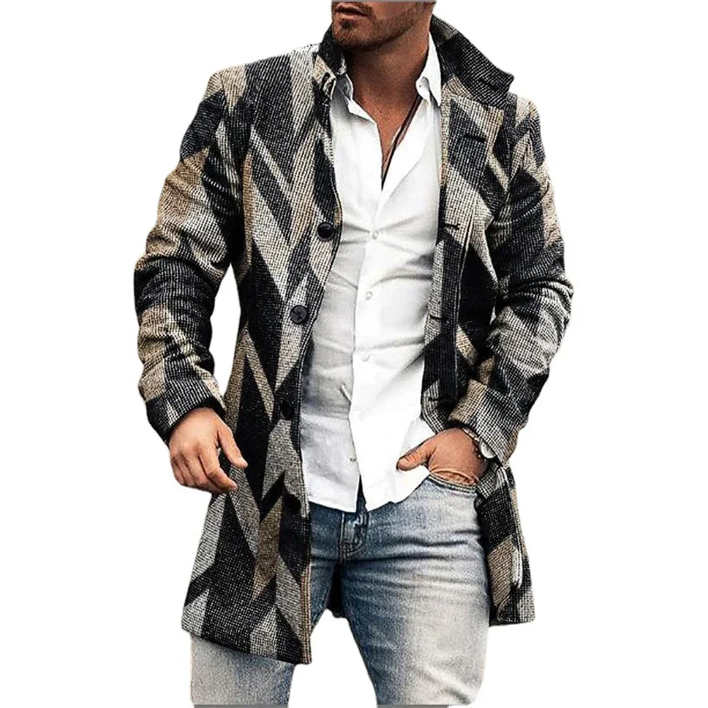 New Men's cloak Long suit Jackets Autumn Sleeve Button Casual Winter Outerwear Overcoat Clothing Male dedicated trench coat