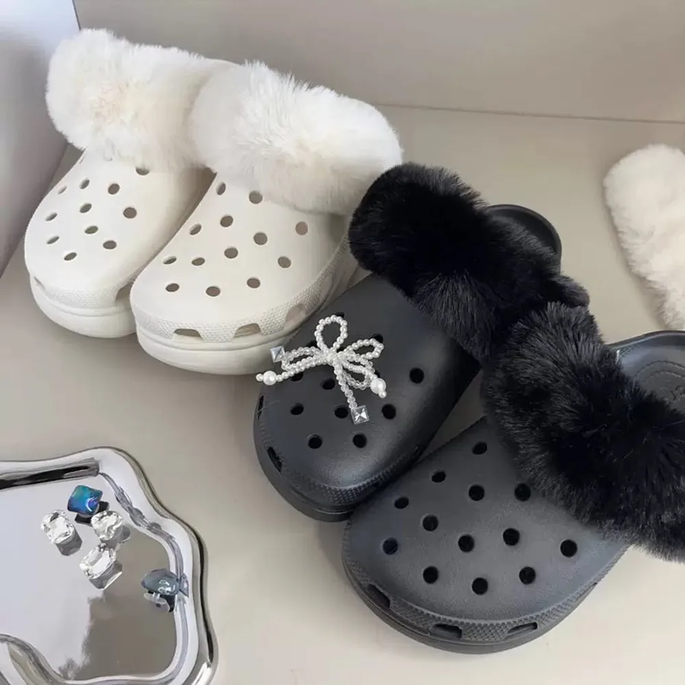 Set Winter Warm Shoelace Cover Inserts Replacement Fur Insoles