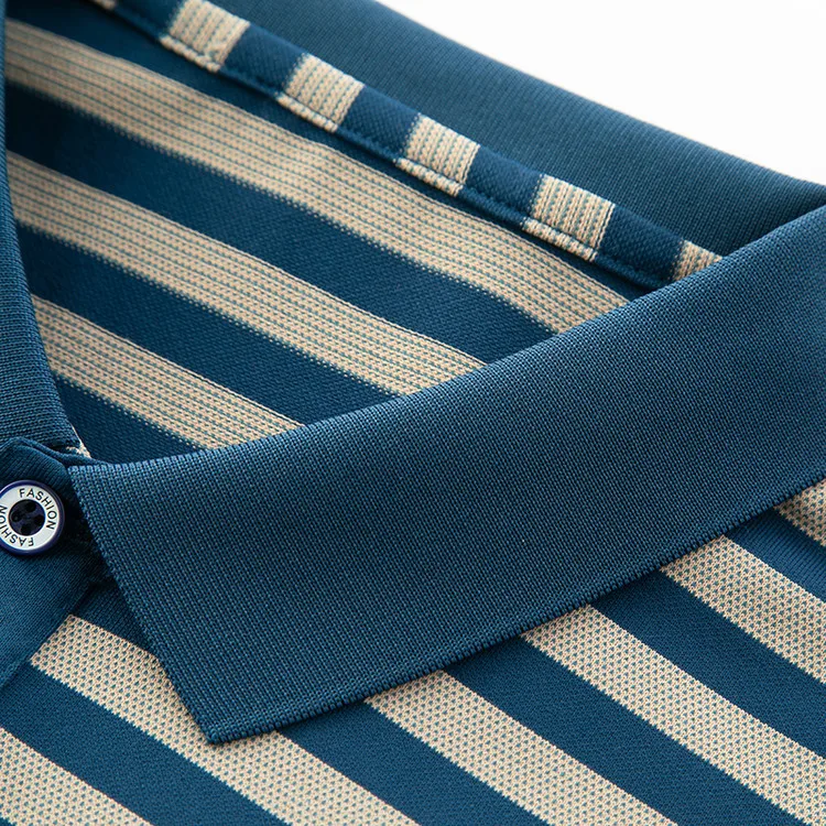 Men Striped Short Sleeve Polo Shirt Business Collar Casual Breathable Comfortable Top 18 undefined