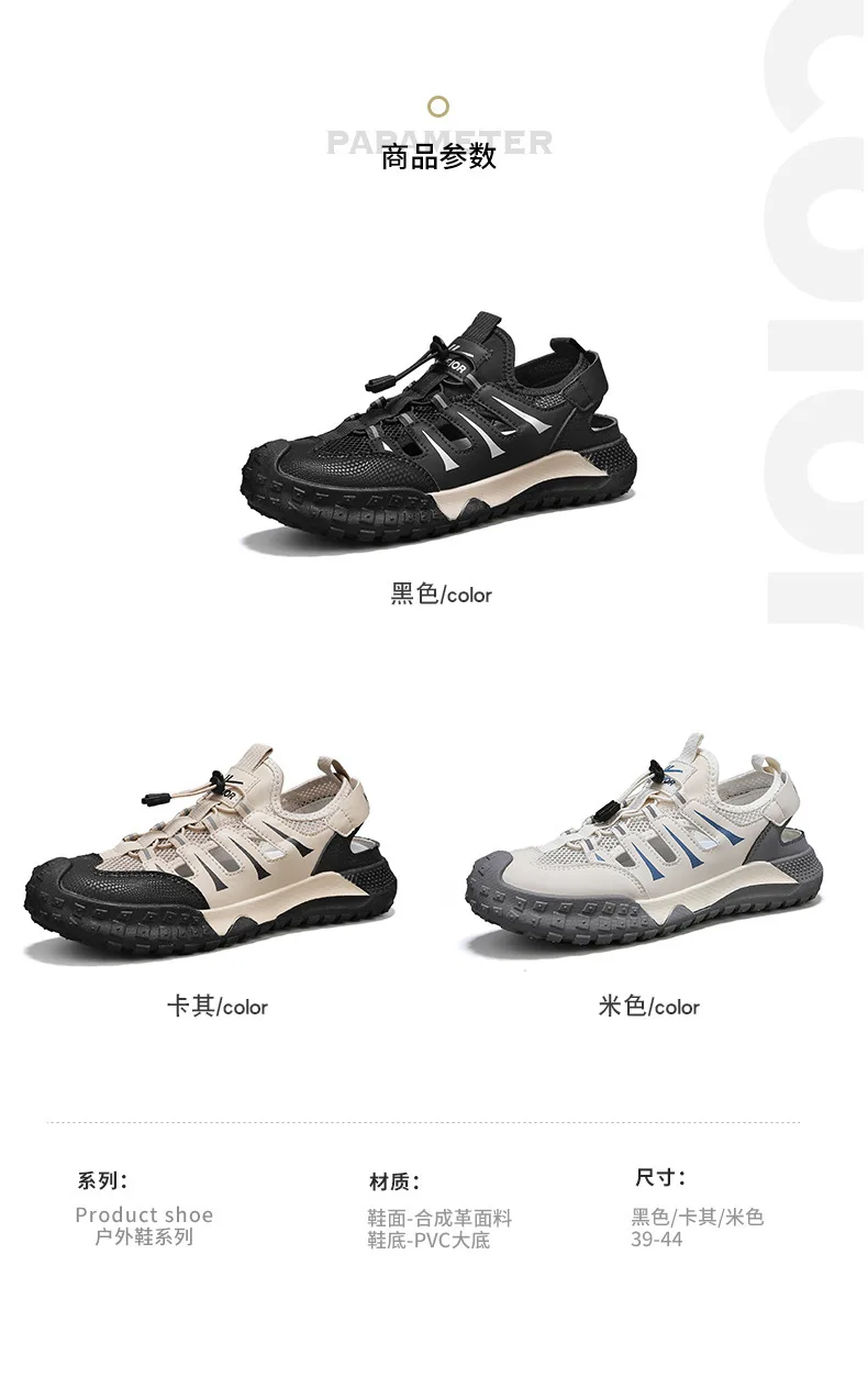 Herren Freizeitsandalen 2026 Neue Sommer Atmungsaktive Mesh-Sandalen mit Lochmuster zum Hineinschlüpfen Trendige Flip-Flops Grenzüberschreitender Großhandel – Detail 3
