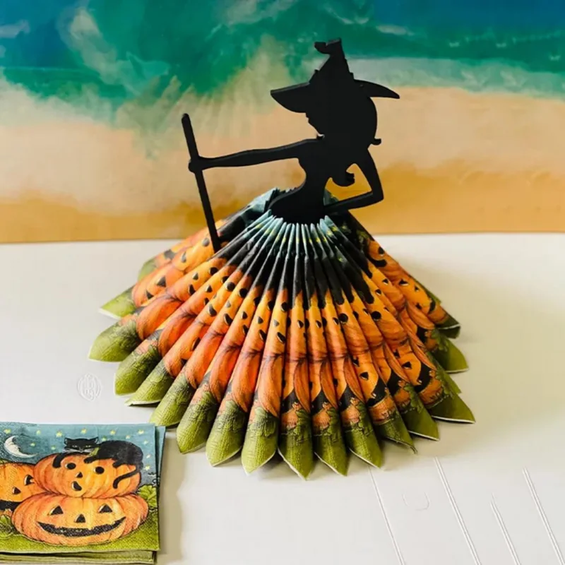 Napkin Ring &ldquo;Witch&ldquo; Napkin Holder Halloween Witch Statue Napkin Holder Wooden Table Decor Organizer For Halloween Style Storage