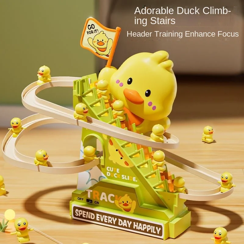 Stair Climbing Ducks Flashing Lights and Music Duck Roller Coaster Toy Interactive Escalator Toy Parent Child Interactive Toys 2