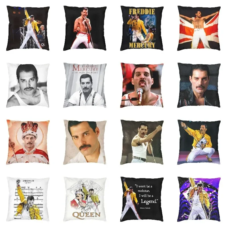 

Freddie Mercury Throw Pillow Case 60*60cm Decor Home Queen Rock Cushion Cover Square Pillowcover Double-sided Printing
